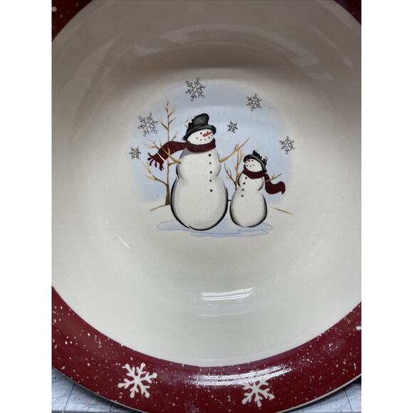 Royal Seasons Snowman Christmas Holiday 10" Stoneware Serving Bowl - Picture 3 of 6